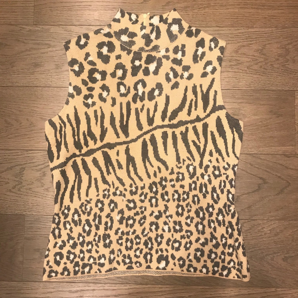 St. John Leopard Mock Turtleneck